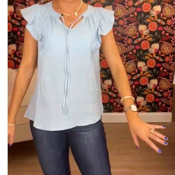 Lavender Ruffle Sleeve Top - Picture 2 of 6